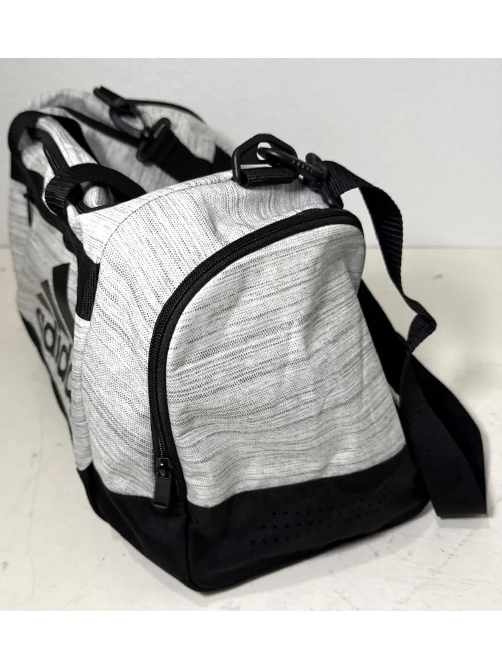 adidas Diablo Small II Duffel Bag 20L Zip Strap White Black Hex Print